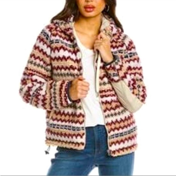 Oversized RAG & BONE Fair Isle Sherpa Hoodie Jacket - Picture 1 of 16